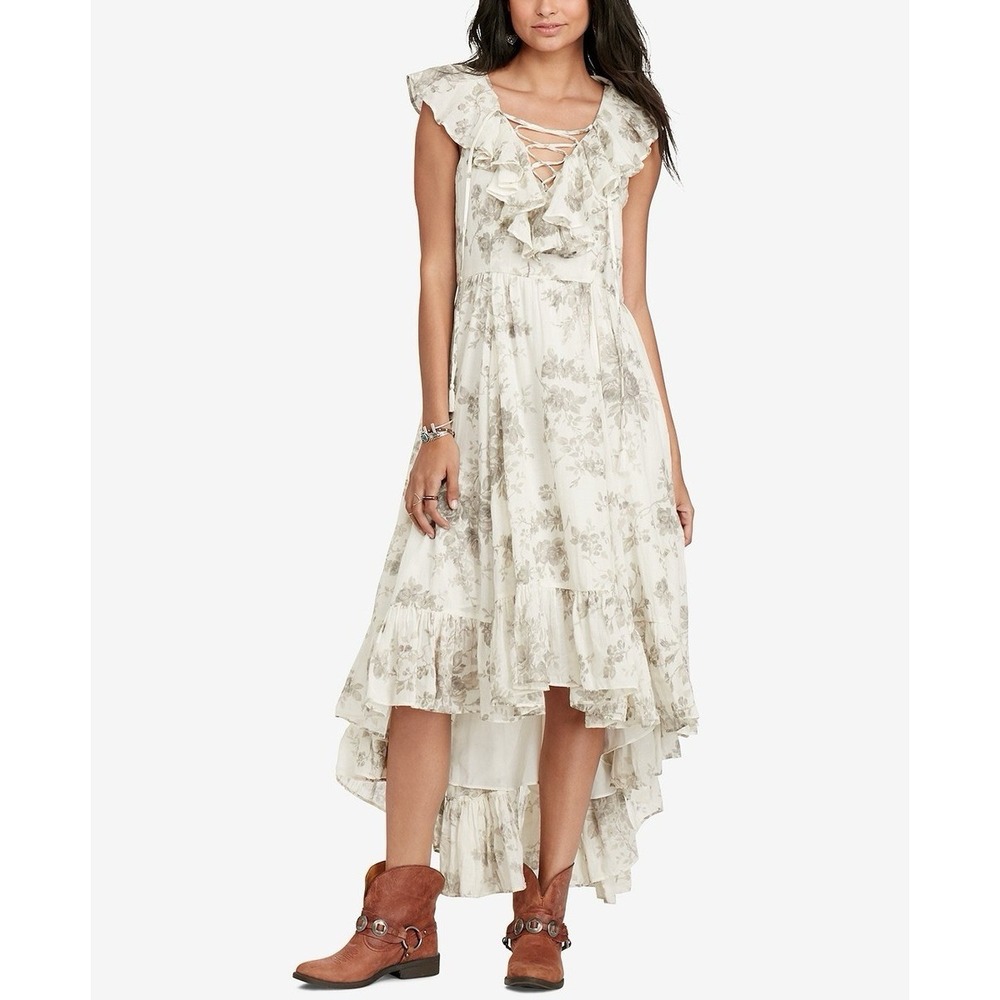 Denim & Supply Ralph Lauren Floral Climbing Rose Hi Low Cotton Dress L